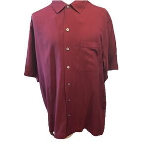 Brandini Mens XL Pure Silk Shirt Boho Resort Office Lightweight Classic Beach